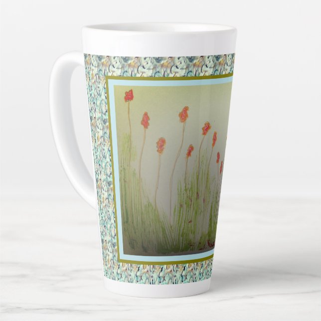 Latte - Red Wildflowers Milchtasse (Linke Ecke)