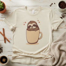 Latte Sloth. Cute Coffee Sloth, Funny Lazy Morning
