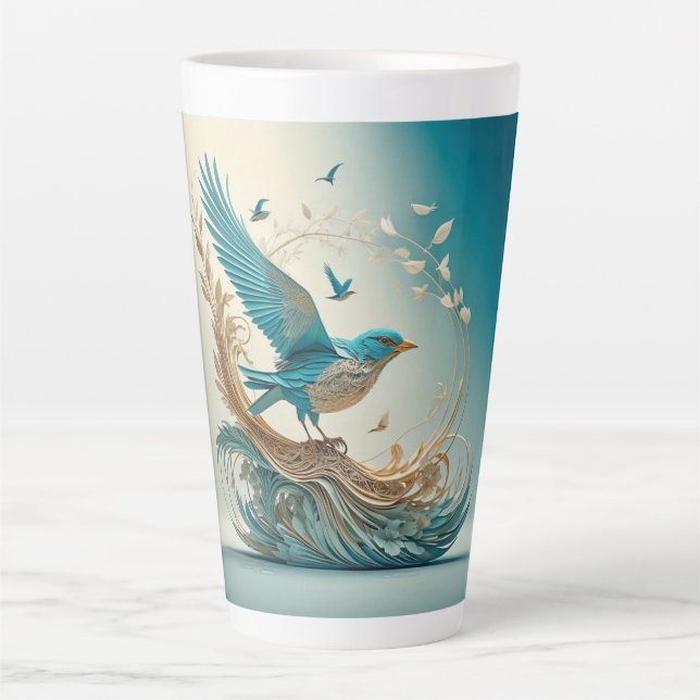 Latte-Tasse (Blaue Vogel) Milchtasse (Vorderseite)