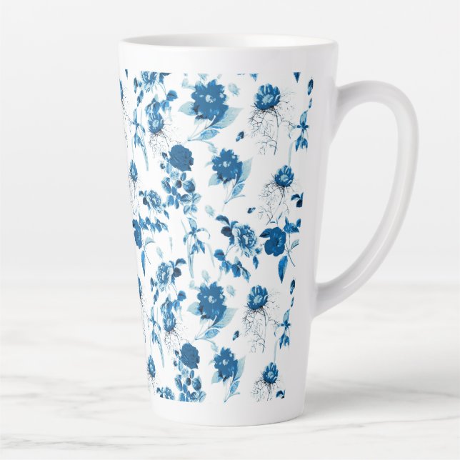Latte Tasse Blue Floral Latte Tasse (Rechts)