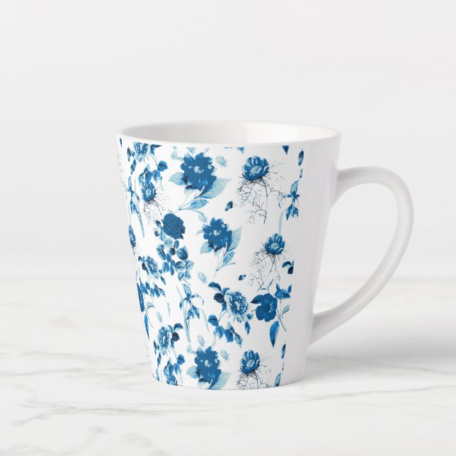 Latte Tasse-Blue Floral Milchtasse (Rechts)