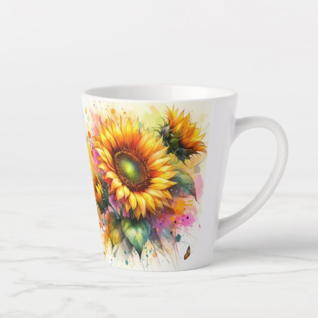Latte Tasse - Gelbe Sonnenblumen (Rechts)