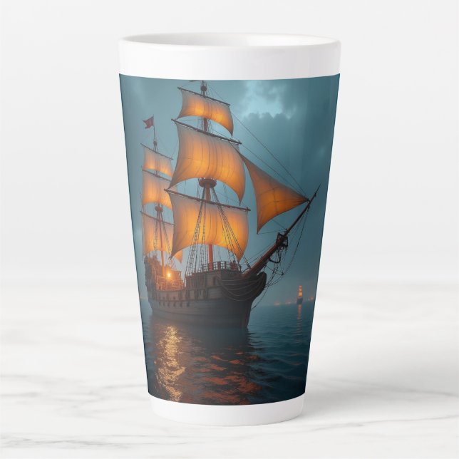 Latte-Tasse (Majestätisches Schiff auf See) Milchtasse (Vorderseite)