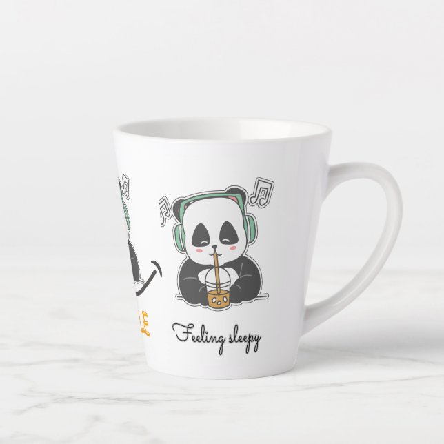 Latte Tasse mit niedlichem Panda-Bild (Rechts)