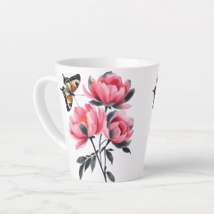 Latte Tasse - Peonies Blume, Schmetterling