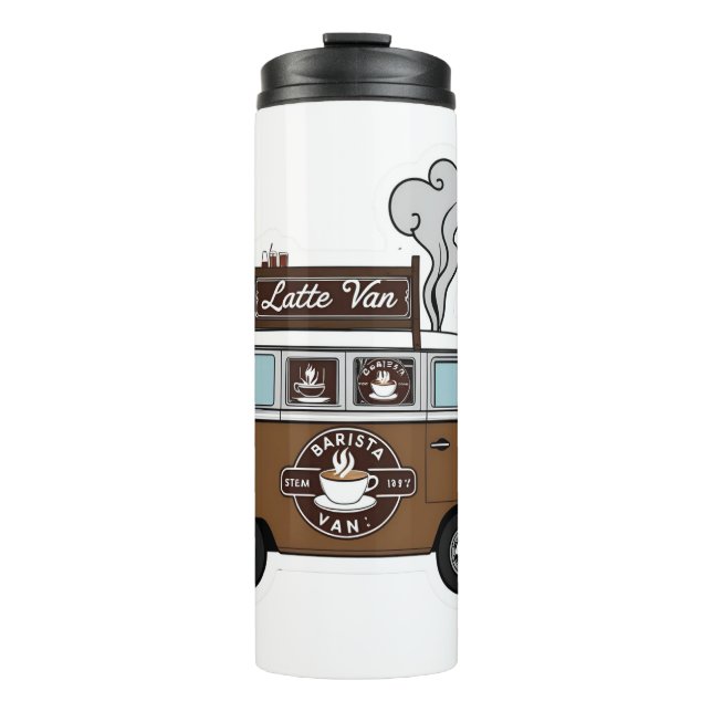 Latte Van Coffee T - Shirt - Niedliches grafisches Thermosbecher (Vorderseite)