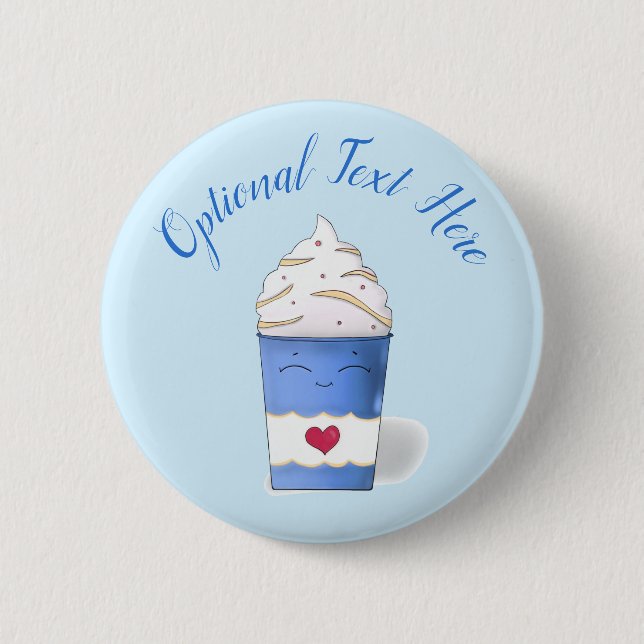 Latte & Whipped Cream (Blau) Button (Vorderseite)