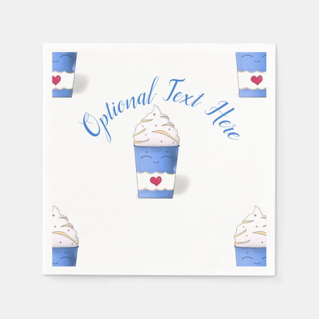 Latte & Whipped Cream (Blue) Napkins Serviette (Vorderseite)