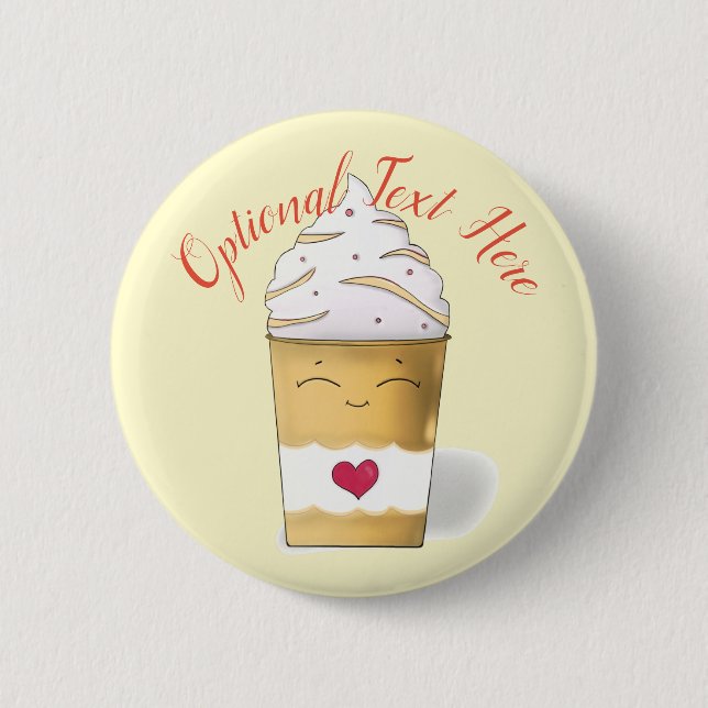 Latte & Whipped Cream (Gelb) Button (Vorderseite)