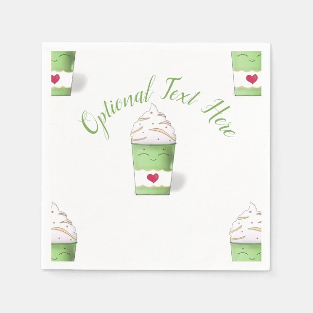 Latte & Whipped Cream (Green) Napkins Serviette (Vorderseite)