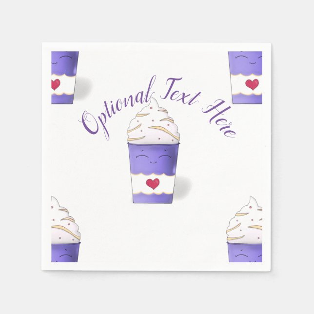 Latte & Whipped Cream (Lila) Napkins Serviette (Vorderseite)