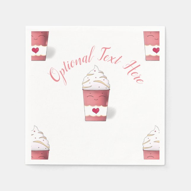 Latte & Whipped Cream (Pink) Napkins Serviette (Vorderseite)