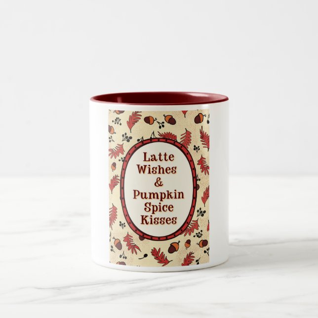 Latte Wishes & Pumpkin Spice Kisses Zweifarbige Tasse (Mittel)