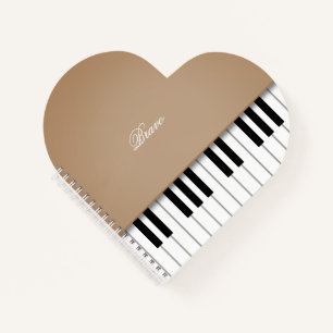 Lattebraunes großes Klavier Musik Keyboard Custom Notizbuch