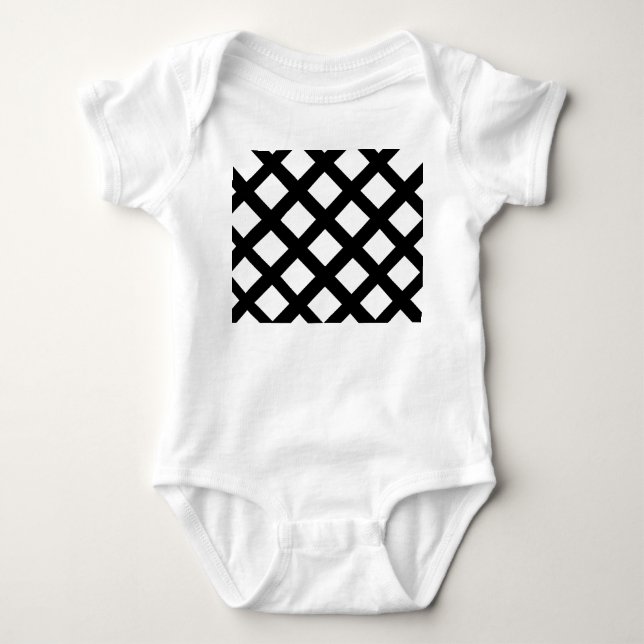 Lattice Baby Bodysuit (Creme & Black) Strampler (Vorderseite)