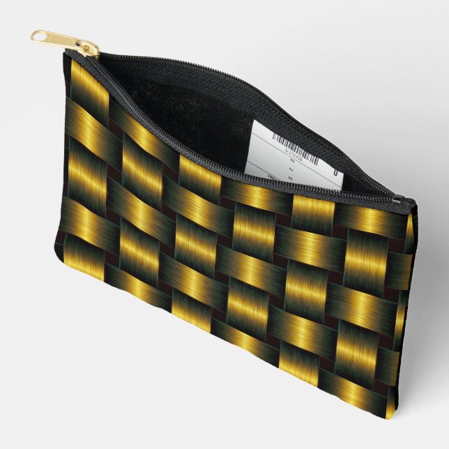 Lattice Black und Gold Zubehörtasche (Offen)