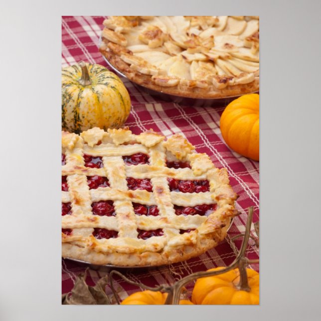 Lattice Cherry Pie und Apfelkuchen Poster (Vorne)