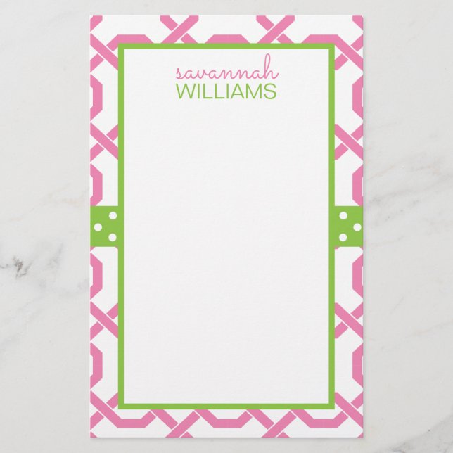 Lattice & Grosgrain Personalisiert Stationery (Vorderseite)