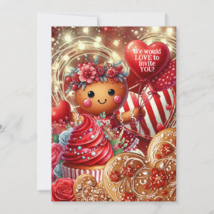 Lattice & Lace Valentinstag Ingwerbrot-Party Einladung