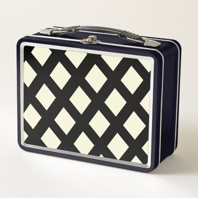 Lattice Metal Lunchbox (Cream & Black) (Vorderseite)