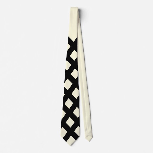 Lattice Neck Tie (Cream & Black) Krawatte (Vorderseite)