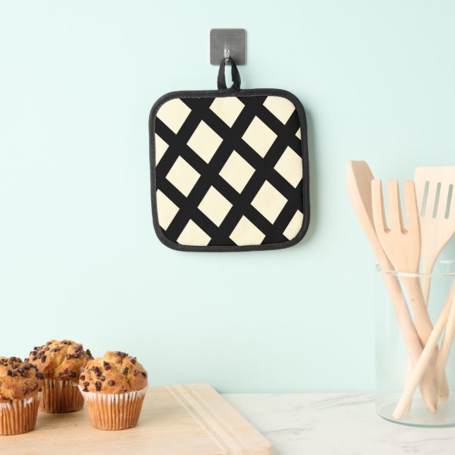 Lattice Pot Holder (Creme & Black) Topflappen (Insitu (Hängend))