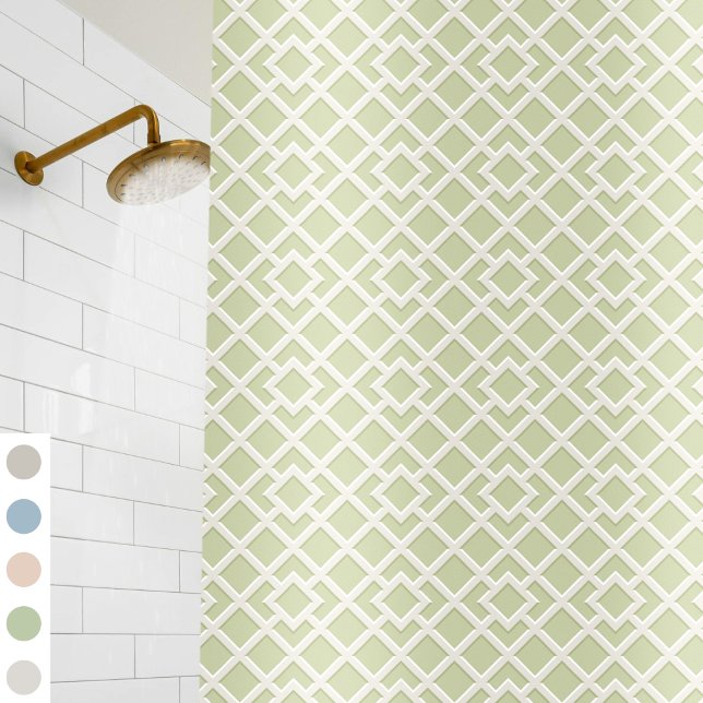 Lattice Print Pattern Vintag Classic Green Duschvorhang (Von Creator hochgeladen)