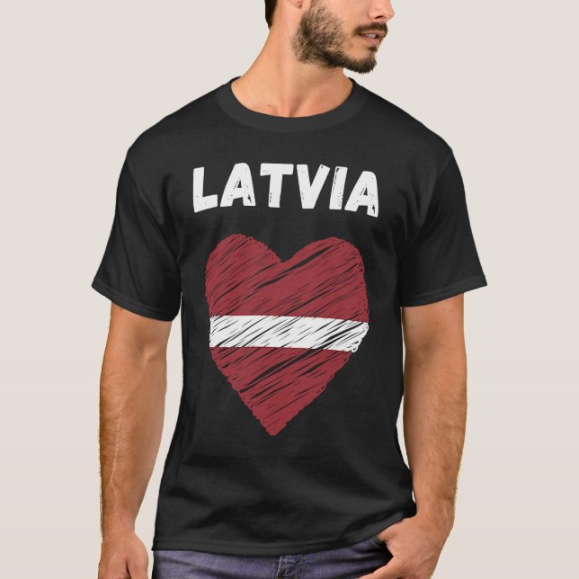 Latvia Flag Holiday Latvia Heart Latvian Flag T-Shirt (Vorderseite)