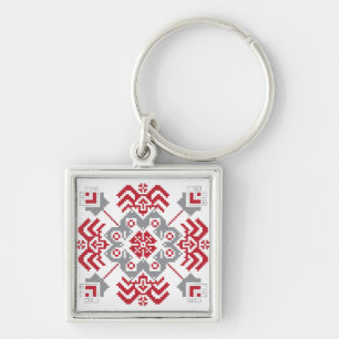 Latvian Auseklis Folk art geometric medallion Schlüsselanhänger