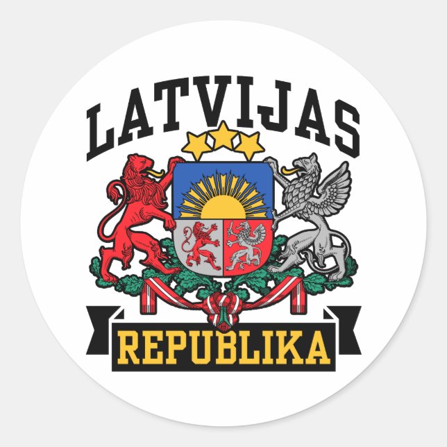 Latvijas Republika Runder Aufkleber (Vorderseite)