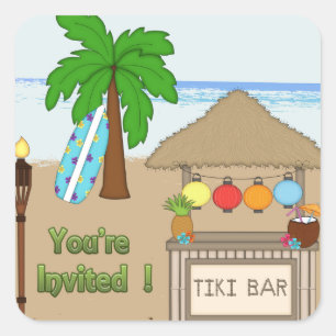 Laua / Tiki Party Einladung Umschlag Aufkleber
