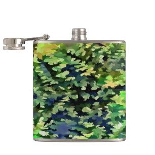 Laub-abstrakte Pop-Kunst in Grünem und im Blau Flachmann