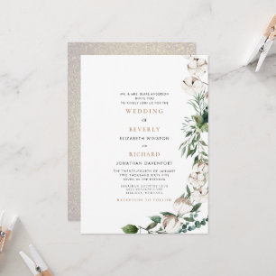 Laub & Baumwolle Braut Eltern Glam Hochzeit Einladung