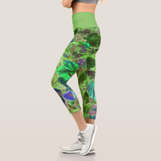 Laub Natur Muster Grün Capri Leggings