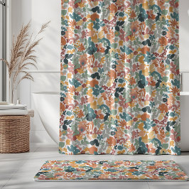 Laub Teal Salbei Terrakotta Orange Weiß Duschvorhang