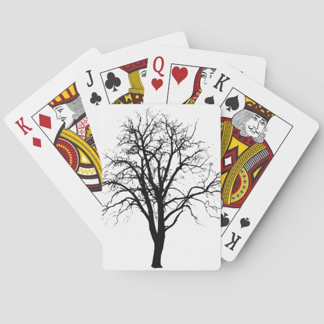Laubbaum in der Silhouette im Winter Spielkarten (Rückseite)