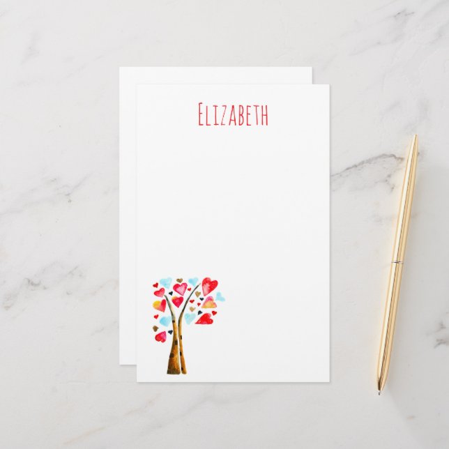 Laubbaum-Kalkvalemtine Briefpapier (Vorderseite/Rückseite Beispiel)