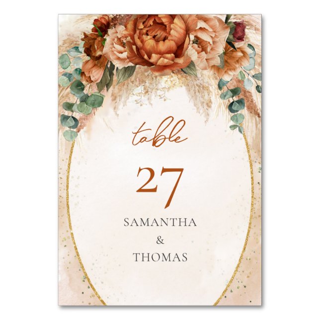 Laubbäume Terracotta burgundy peony Salin Tischnummer (Vorderseite)