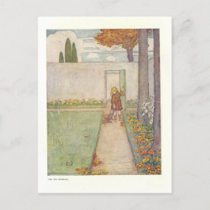 Laubrechen Vintage-Illustration Postkarte