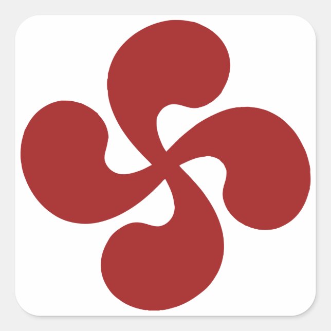 Lauburu-Rotes Baskenkreuz Quadratischer Aufkleber (Vorderseite)