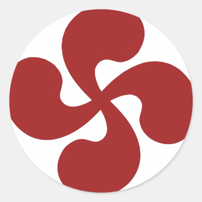 Lauburu-Rotes Baskenkreuz Runder Aufkleber (Vorderseite)