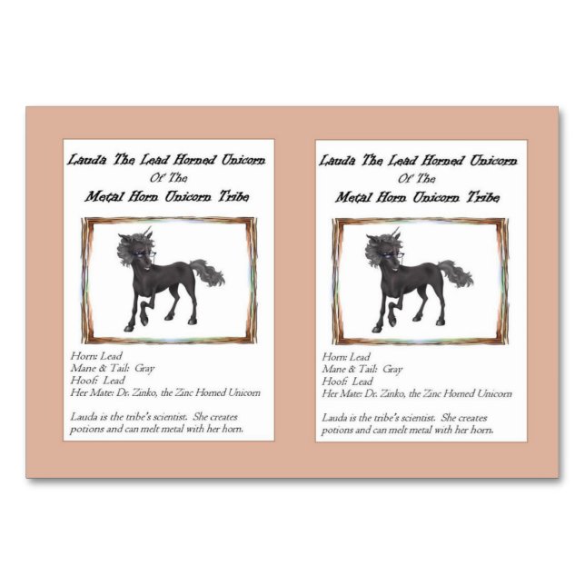 Lauda die führende Einhornhandelskarte Tischnummer (Vorderseite)