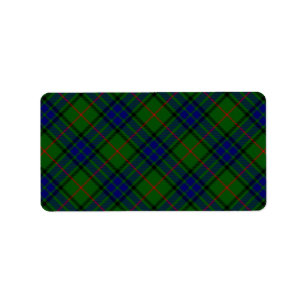 Lauder Tartan Blau kariert Adressaufkleber