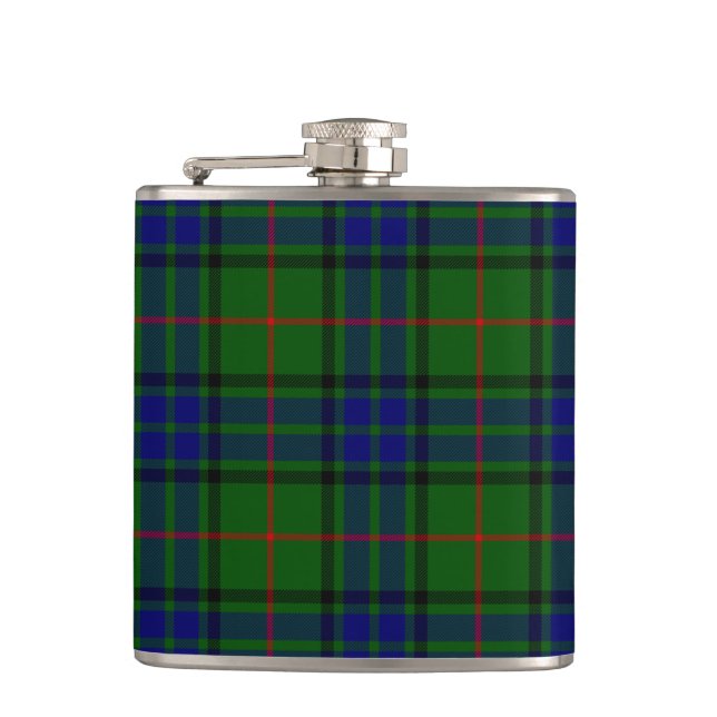 Lauder Tartan Blau kariert Flachmann (Vorderseite)