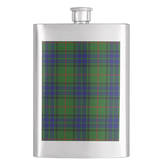 Lauder Tartan Blau kariert Flachmann (Vorderseite)