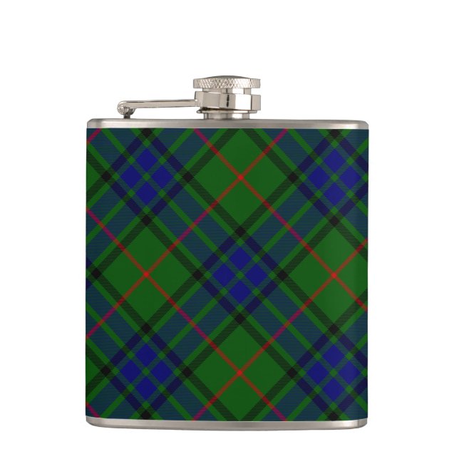Lauder Tartan Blau kariert Flachmann (Vorderseite)