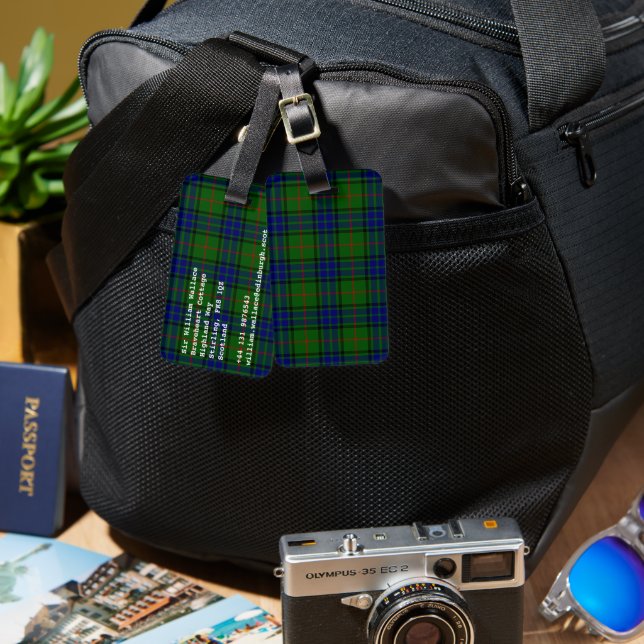 Lauder Tartan Blau kariert Gepäckanhänger (Vorderseite & Rückseite)