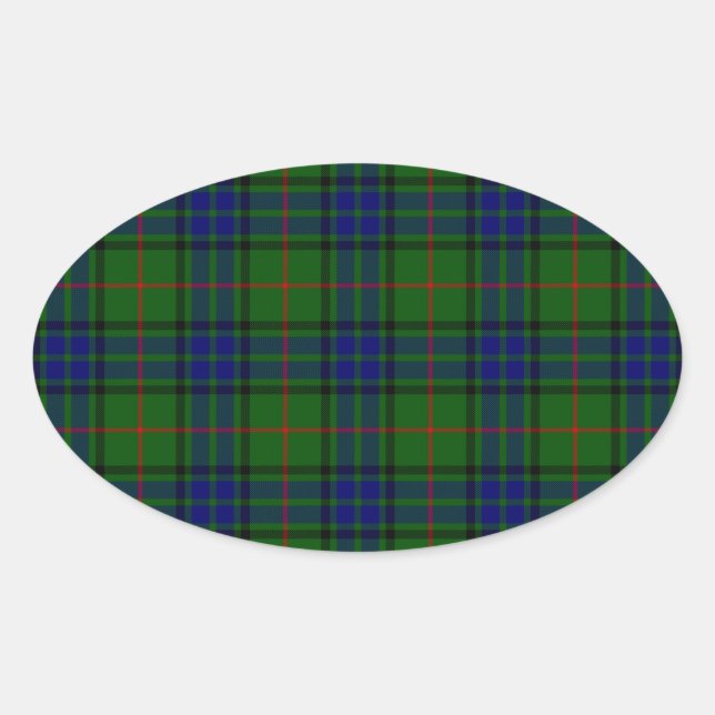 Lauder Tartan Blau kariert Ovaler Aufkleber (Vorderseite)