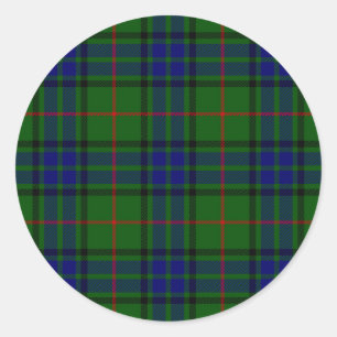 Lauder Tartan Blau kariert Runder Aufkleber