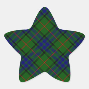 Lauder Tartan Blau kariert Stern-Aufkleber